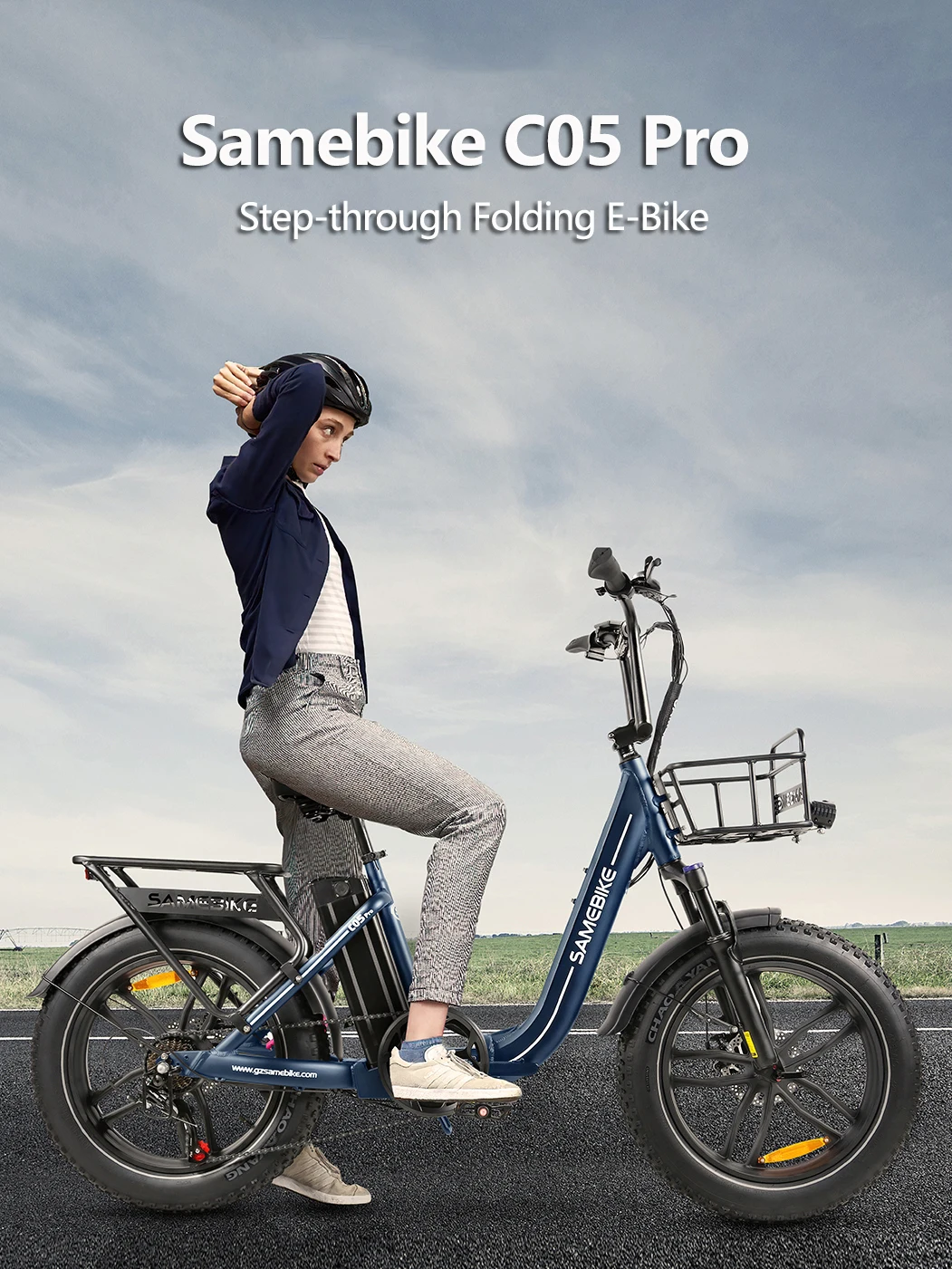 Samebike C05 Pro Klappbares Elektrofahrrad 250W Motor 36V 13Ah Akku, 20 x 4,0 Zoll Fat Tire MTB E-Bike für Erwachsene, 25 km/h und 70 km Reichweite