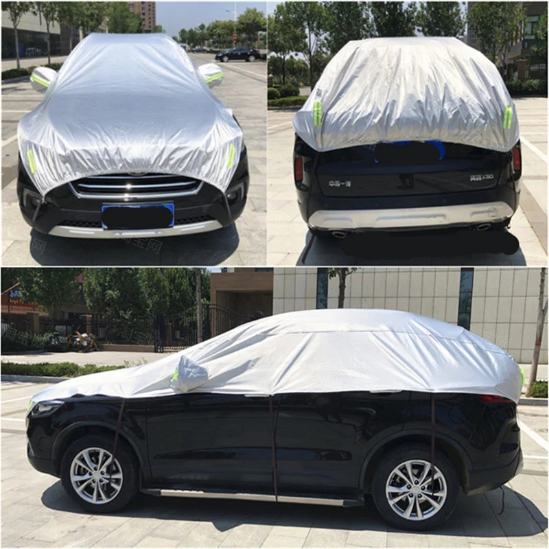 Half Car Cover for SUV 4X4 4WD Waterproof Outdoor Auto Top Hood Cover Snow Sun Rain Dust UV Protection Car Body Cover Universal