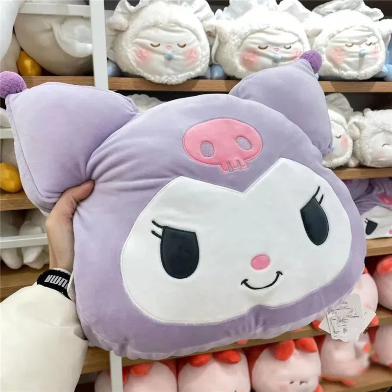 New Sanrio Kuromi Comfortable Plush Stuffed Dolls Kawaii Cartoon Sofa Cushion Pillow Toy Birthday Gift For Girls Toy 37x30cm