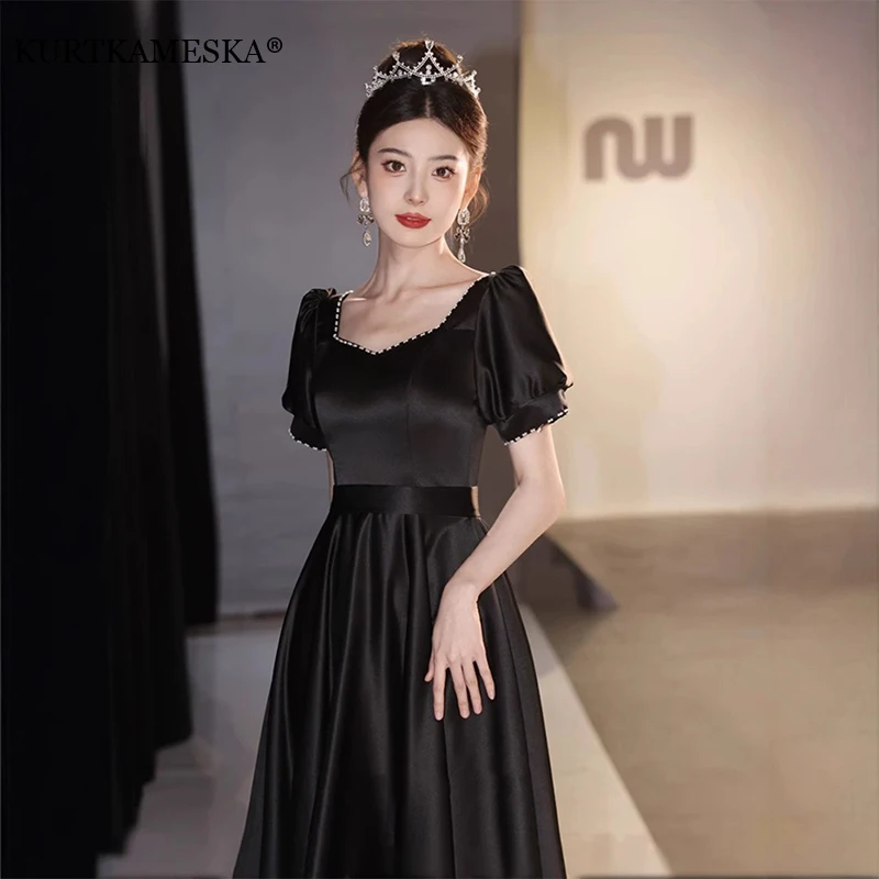 

Элегантное атласное свадебное платье подружки невесты с вырезом лодочкой, сексуальное длинное платье для выпускного вечера, вечернее коктейльное платье для гостей, летние платья для женщин 2025