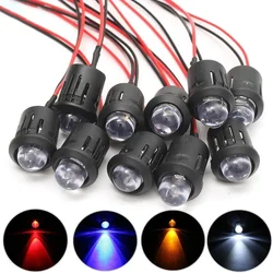 10pcs/Set 12V 10mm Pre-Wired Constant LED Ultra Bright Water Clear Bulb Cable 20cm Prewired Led Lamp 88 WWO66 Accessories