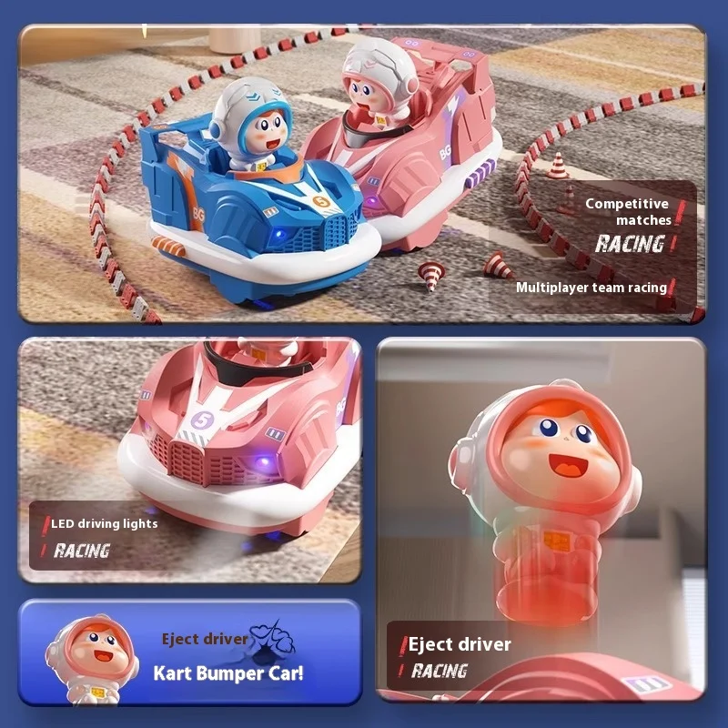 Children'S Remote Control Touch Kart Parent-Child Interaction Two Person Battle Lighting Music Drifting Collision Toy Gift