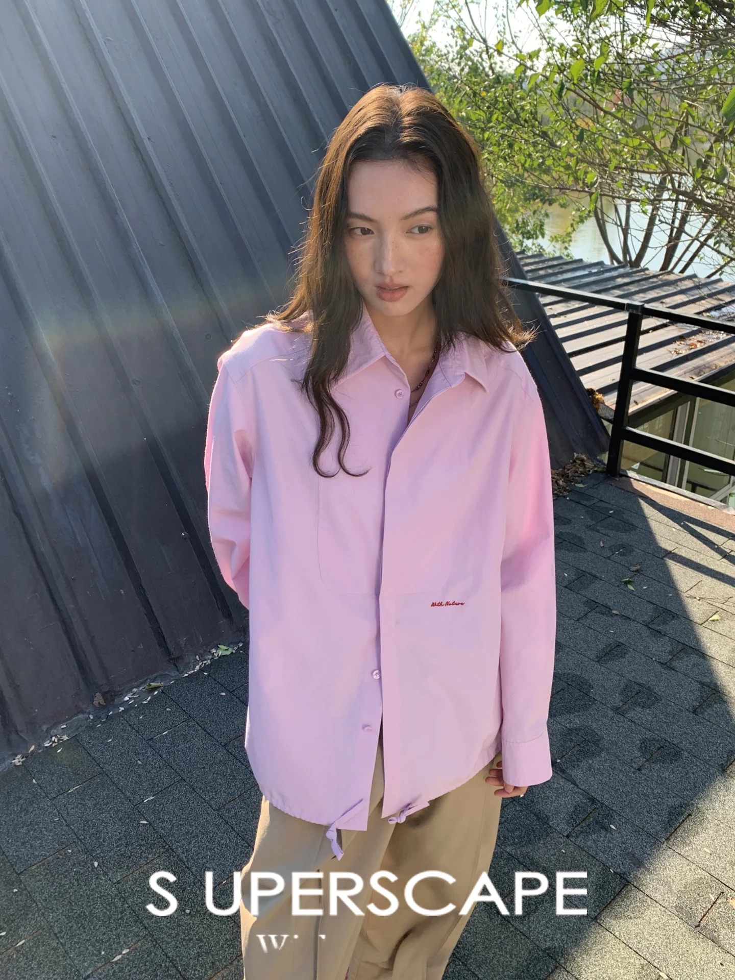 

Easy Care Cotton Blend irt Dstring Hem Two Wear Loose Silhouette Color Casual Sle Women's Long Sve round Ne