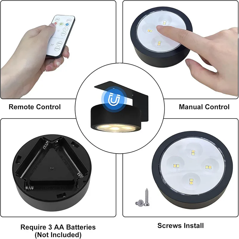 ضوء صورة يعمل بالبطارية، ضوء طلاء LED مغناطيسي مع مؤقت تحكم عن بعد، 3 أوضاع إضاءة، ضوء عرض فني باللون الأسود #4