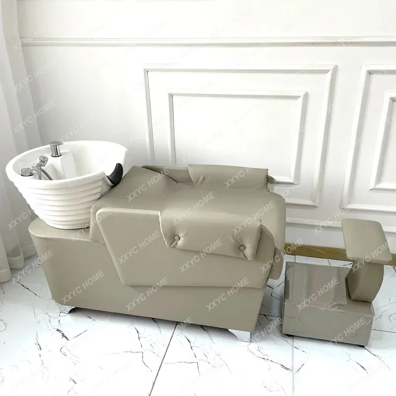 A  FG17Barber Shop Simple Shampoo Chair Salon Ceramic Deep Basin Flushing Bed