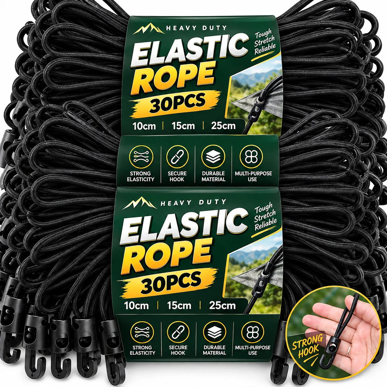 1/30Pcs Elastic Ropes Tensioner Elastic Ties Luggage Suitcase Strap Cords Portable Tent Expander Cord with Hook Accessories