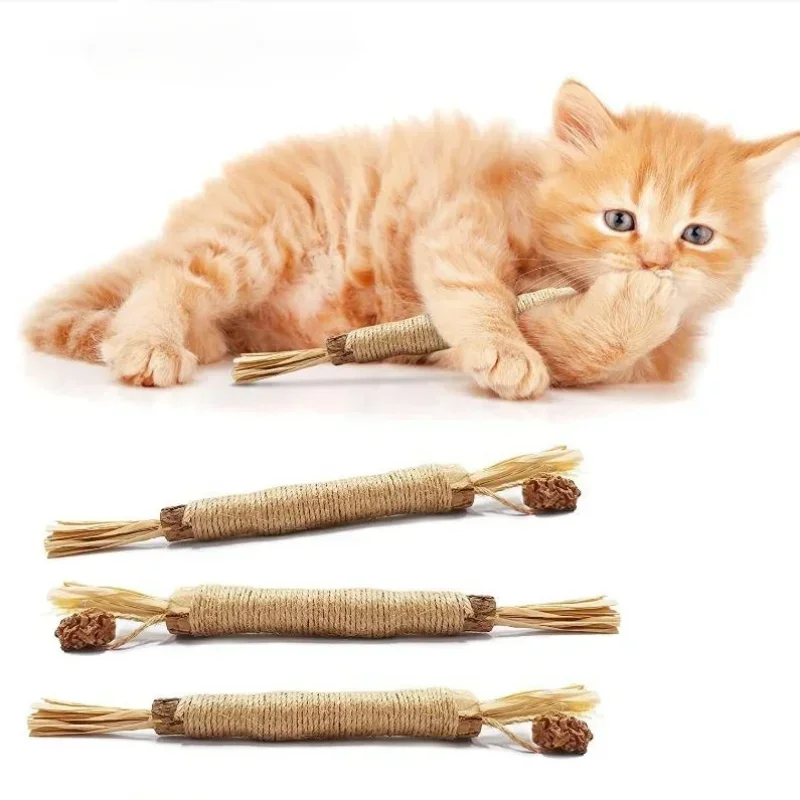 1PC 22CM Wooden Polygonum Stick Bite Combination New Cat Toy Teeth Grinding, Tooth Cleansing, Tooth Stain Removal Fresh Breath