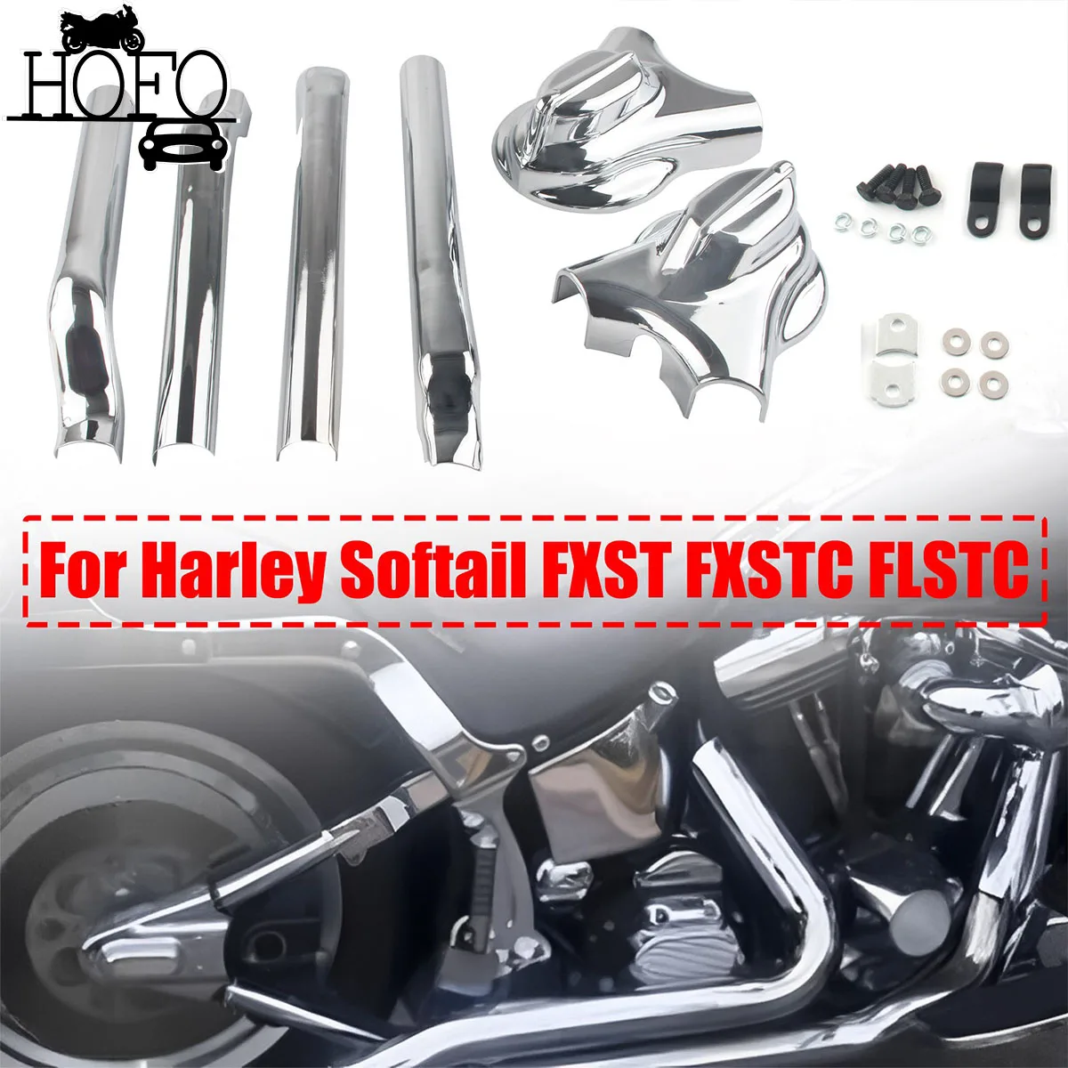 

Motorcycle Accessories Swingarm Tube Covers Axle Covers With Necessary Hardware Chrome For Harley-Davidson Softail FXS FLS FXSTC