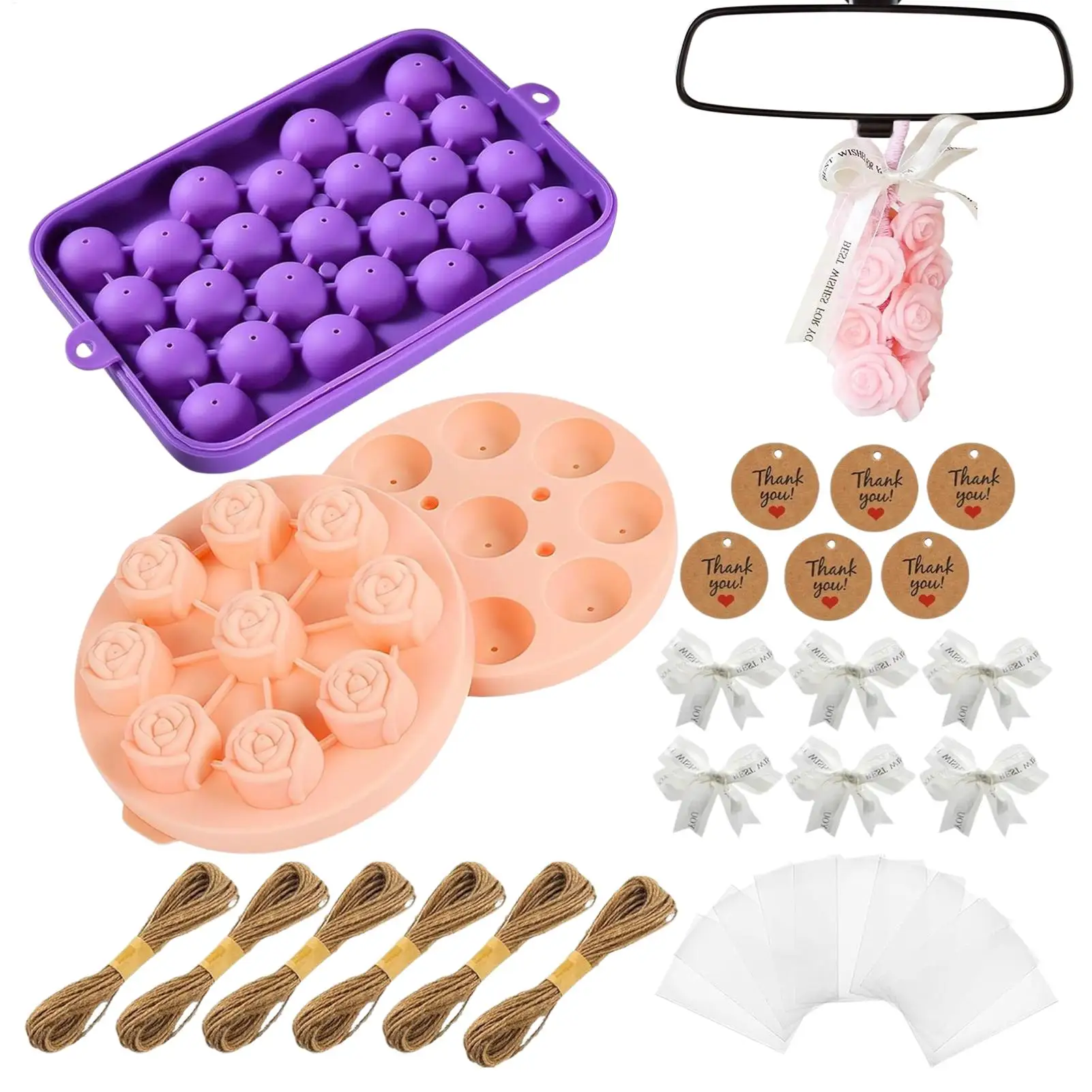 Soap Making Kit For Beginners Grape And Flower Candle Crafts Supplies With Ropes Bows Labels Soap Maker Kit For Adults Women Men