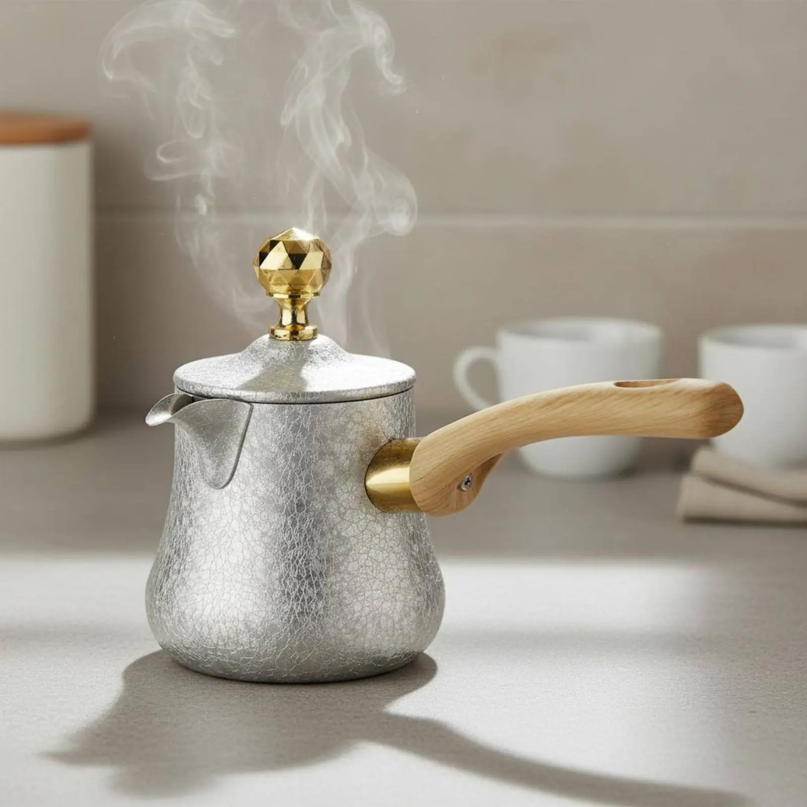 Cafetera Turca de Acero Inoxidable con Distribución Uniforme del Calor, Ibrik de Acero Inoxidable, Cezve