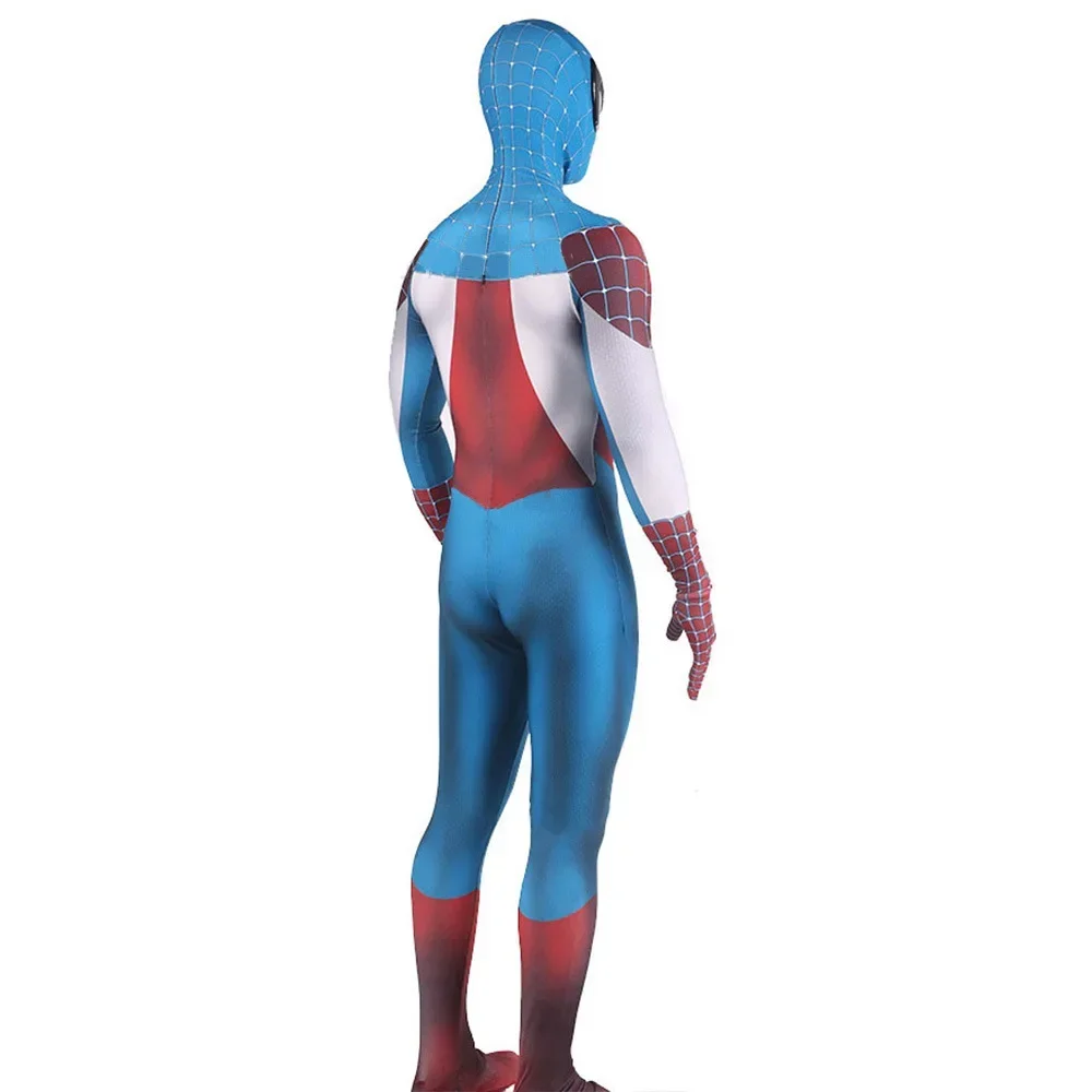 Captain America Spider Cosplay Superheld Spandex 3D Gedrukt Captain America Zentai Pak Romper Halloween Kostuum Outfit Volwassen