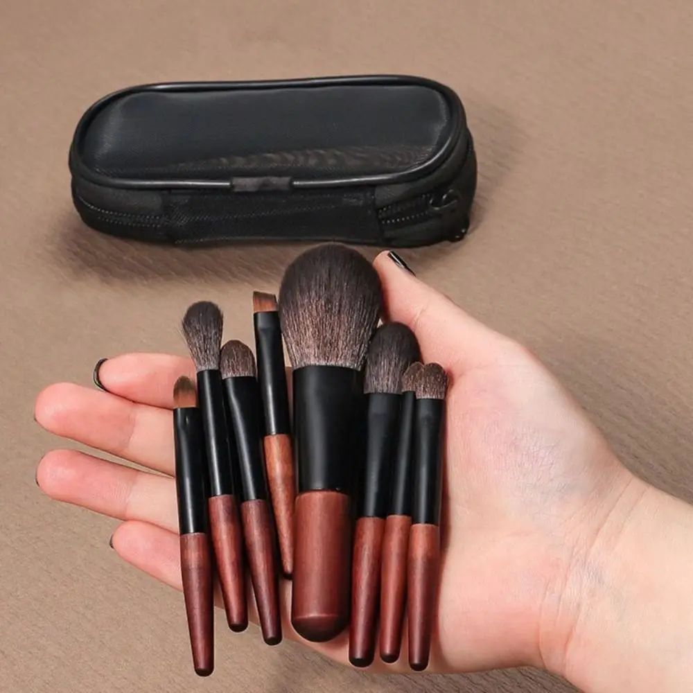 12 pçs simples lábio delineador mini conjunto de escova de maquiagem com caixa de armazenamento peludo sombra compõem kit de madeira blush sobrancelha rolo escova feminina