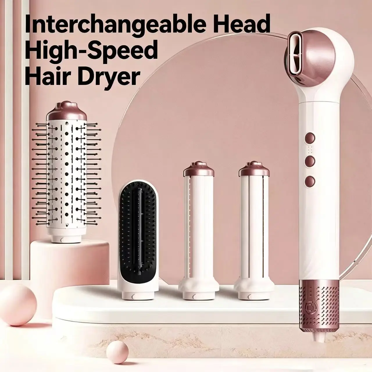 High Speed 5 In 1 Hair Dryer Negative Ion Hair Care High Power Silent Hot Air Comb Curling Iron Household Hair Styling Tool