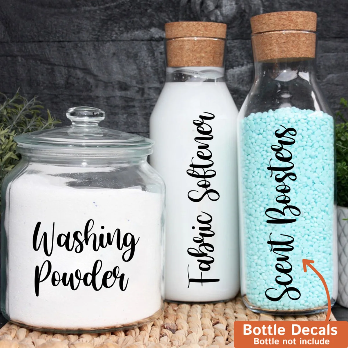 3Pcs  Laundry Room Kitchen Organisation Jar Bottle Stickers Decals Shampoo Conditioner Bodywash Washing Bottle Label