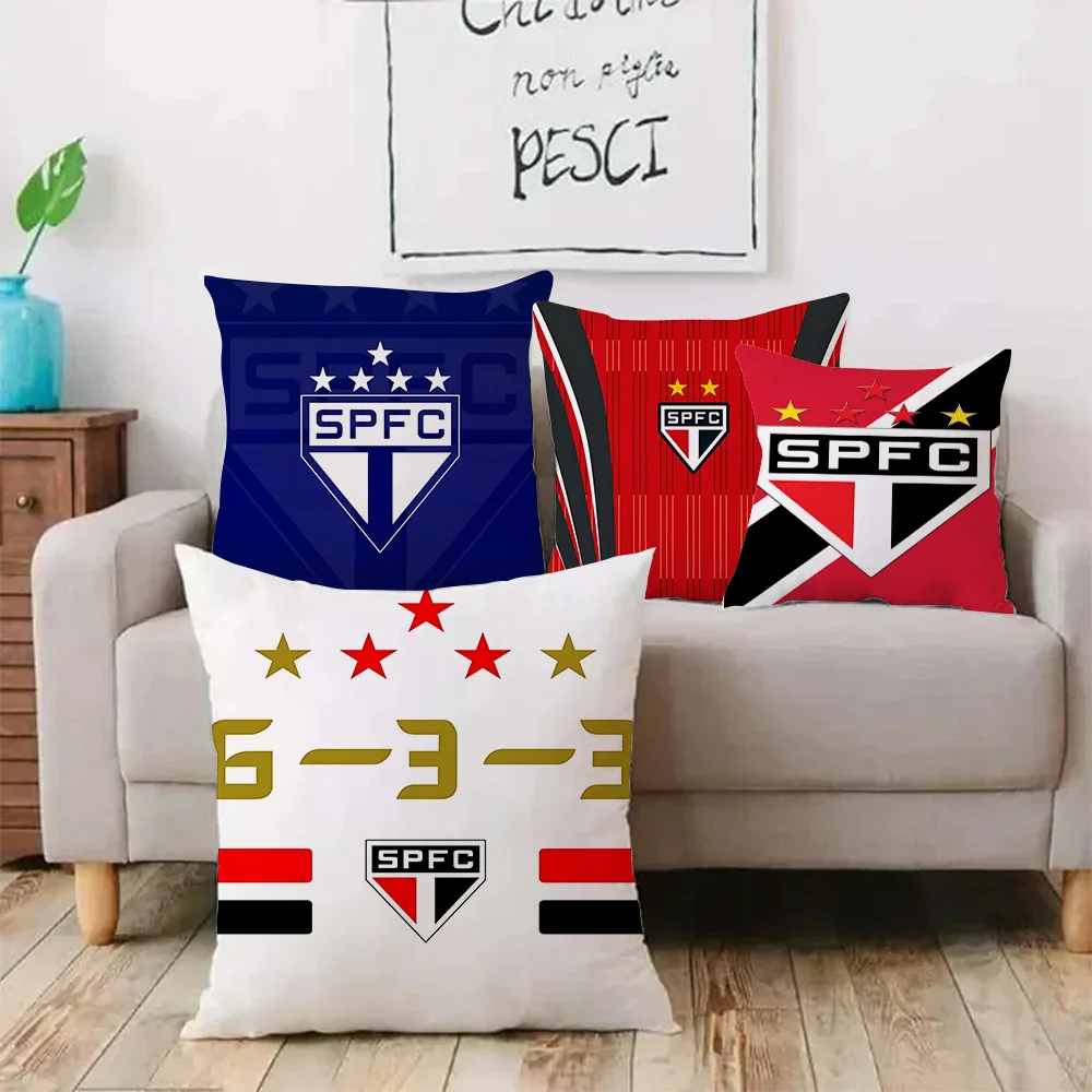 Pillow Covers Cartoon São Paulo FC Sofa Decorative Home Double-sided Printing Short Plush Cute Cushion Cover