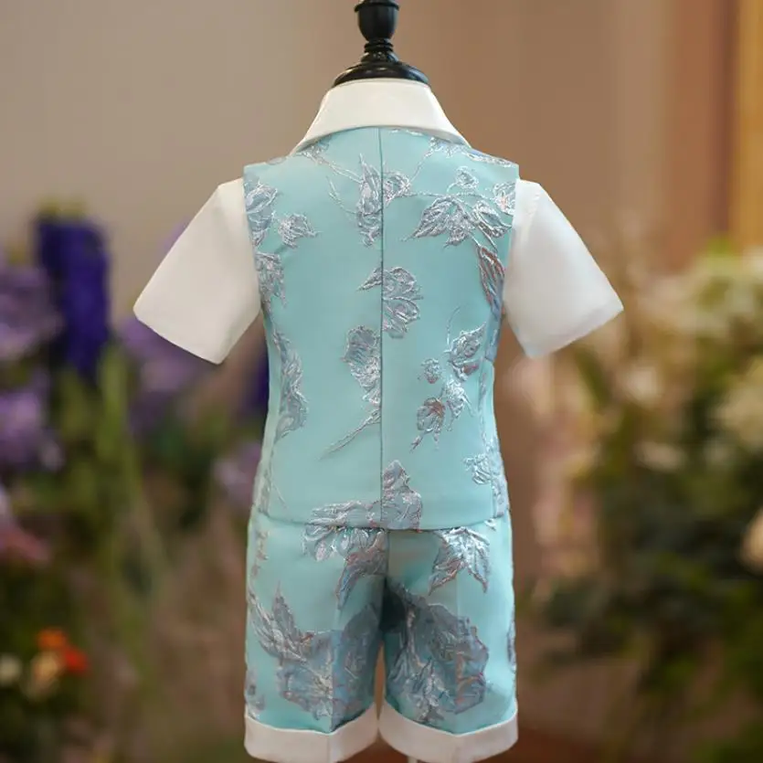 New Children's Formal Vest Suit Wedding Birthday Baptism Party Gown Kids Piano Performance Costume Boys Waistcoat Sets A2846