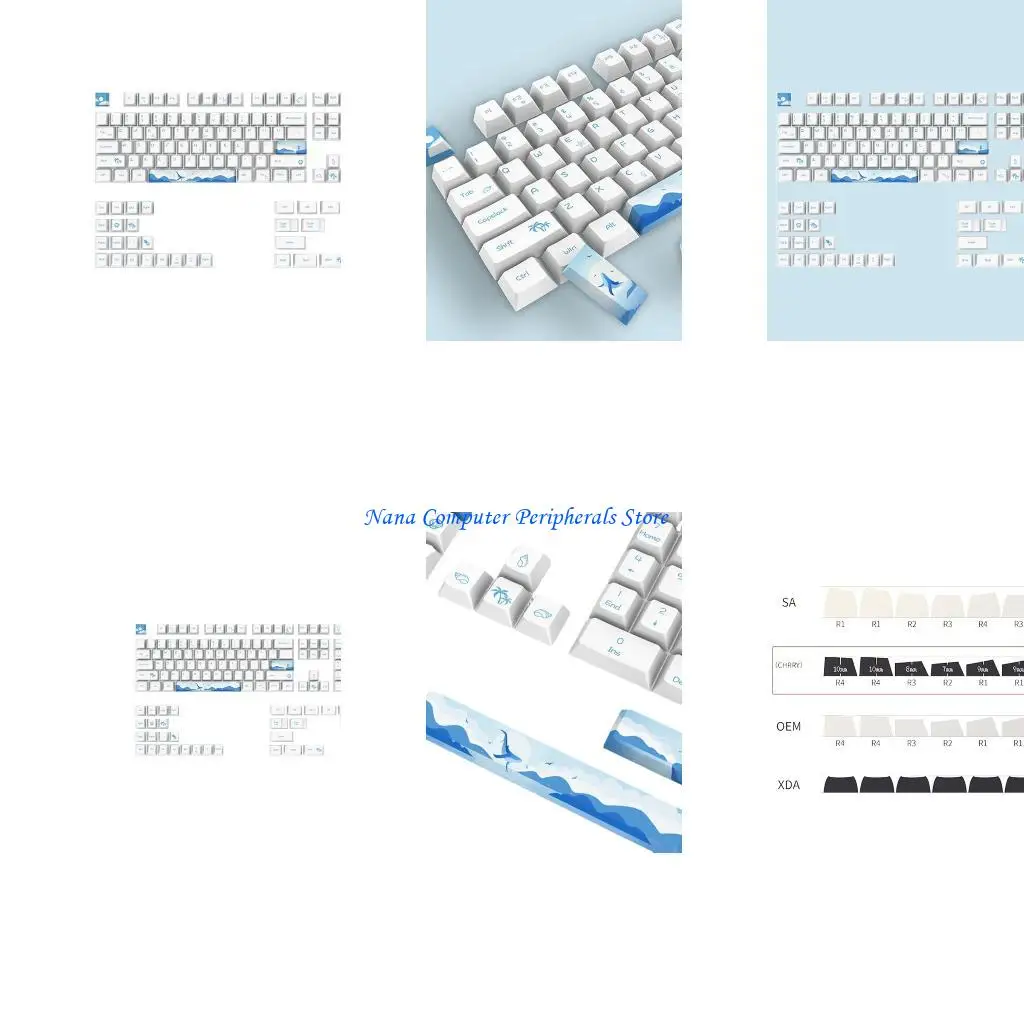 

F68C 108 Keys Dolphin Game Keycaps Pbt 5 Sides Dye Sublimation Cake -Cap Profile