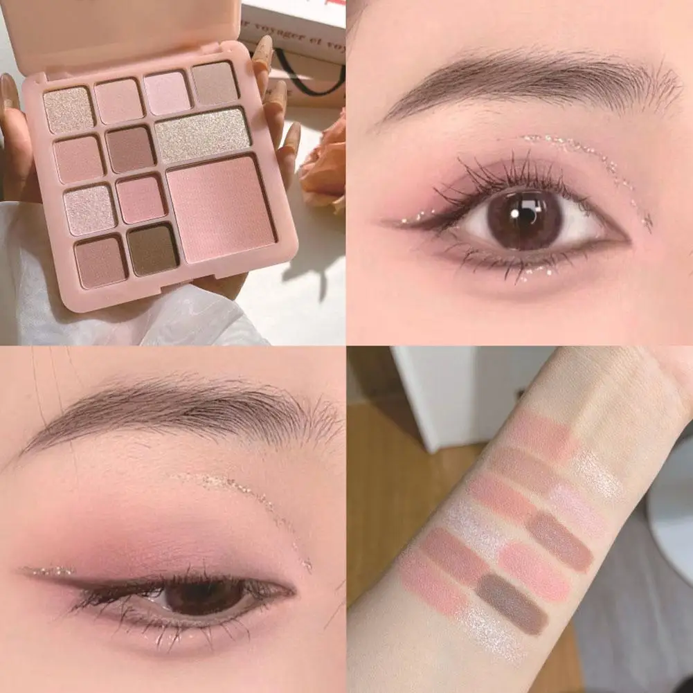 Palette de fards à paupières mats scintillants, 12 couleurs, faible Saturation, ton terre fin, surligneur, Blush, maquillage pour le visage