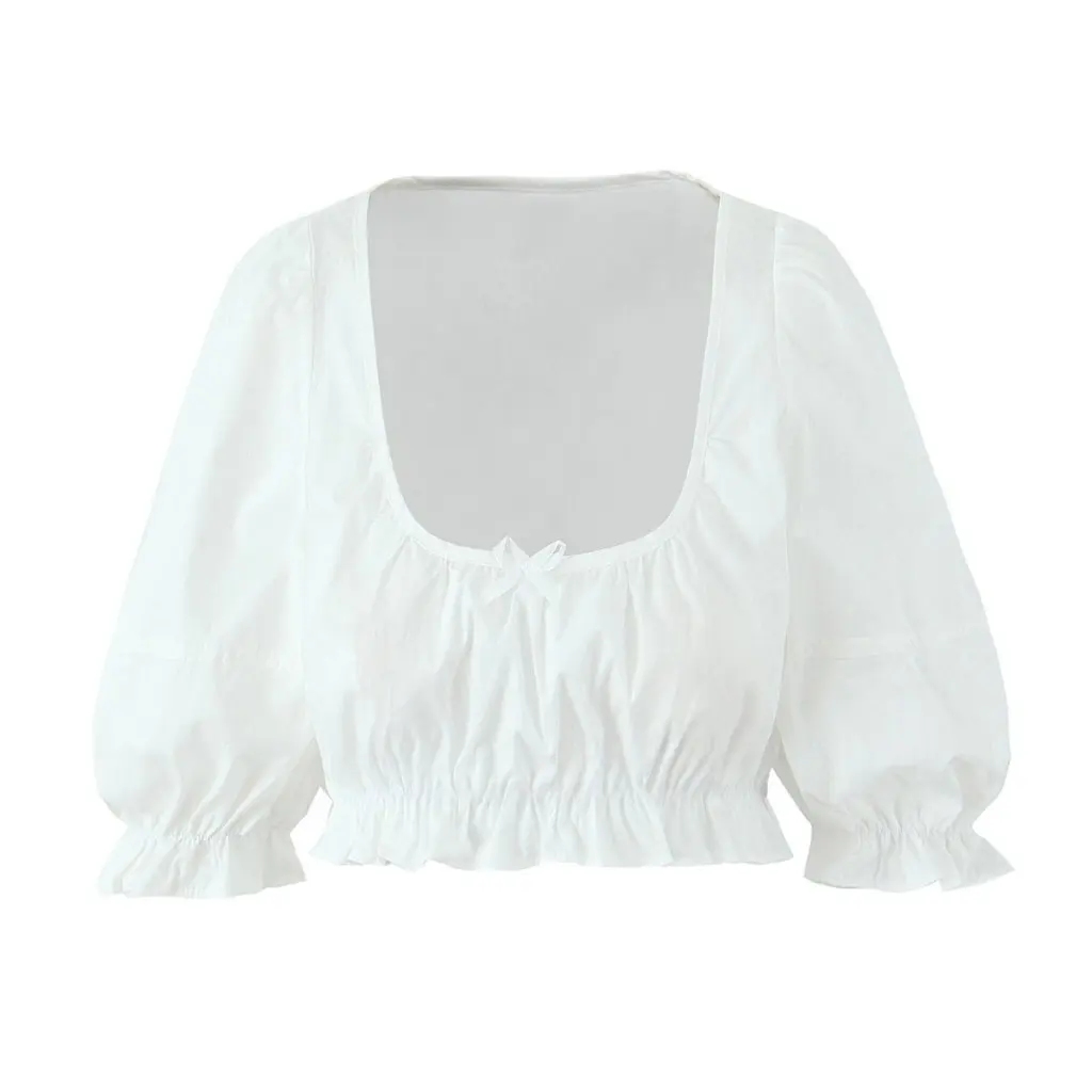 

Французский романтический женский костюм с коротким квадратным воротником и пышными рукавами, топ с высокой талией, длинная юбка, новый ансамбль