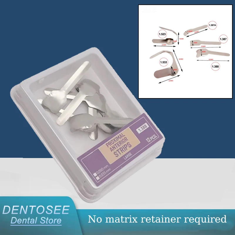 

Dental Matrix Bands Stainless Steel Proximal Strips Set for Anterior Tooth Restoration Dental Supplies