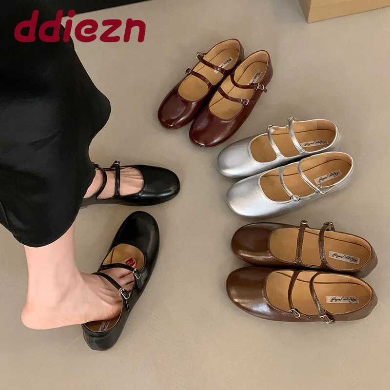 

Женская модная обувь с пряжкой и ремешком, женская обувь Мэри Джейн на плоской подошве, мягкие женские туфли на плоской подошве с круглым носком