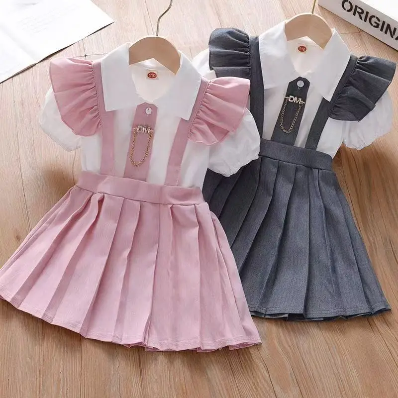 

Kids Girls Summer Short sleeved Dress Children's Princess Dress New Baby Fashion Children's pleated skirt 2026 New