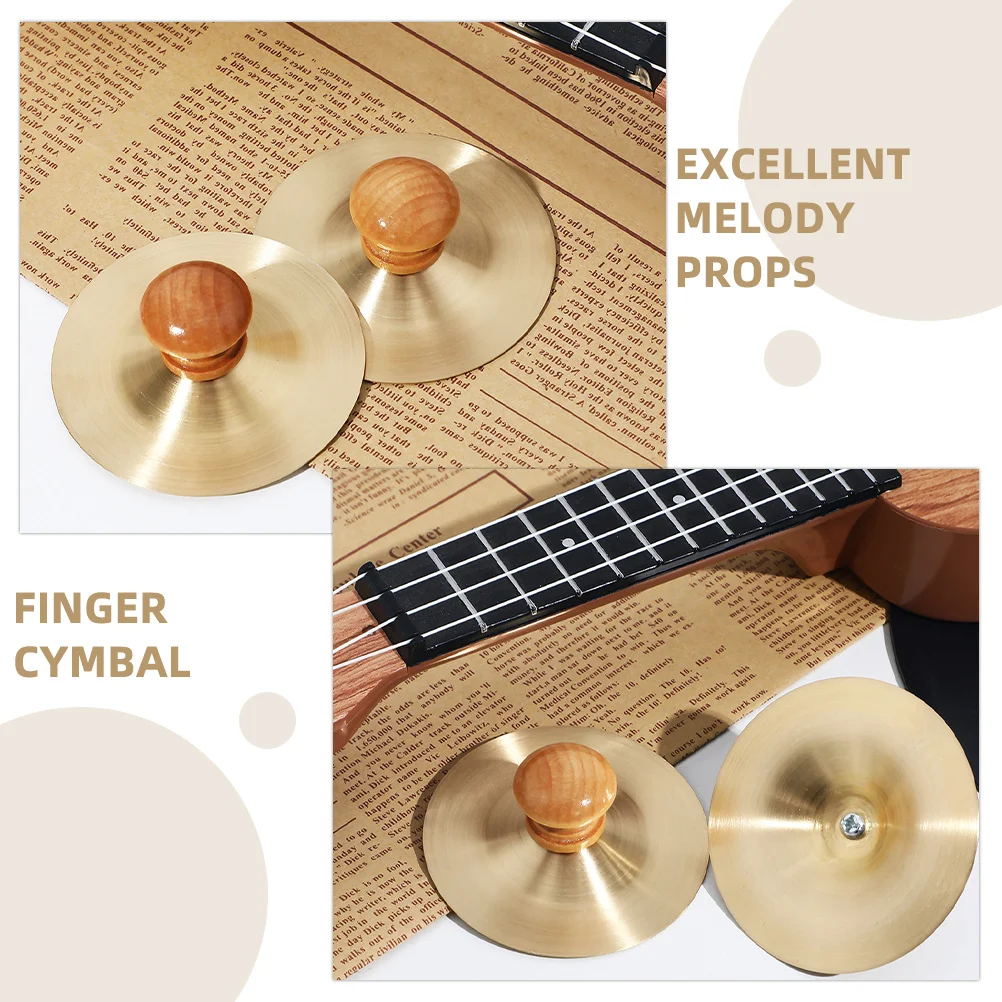 

2Pcs Finger Cymbals Wooden Handles Small Cymbals for Kids Clear Sound Mini Musical Instruments Children Mini Cymbal Instruments