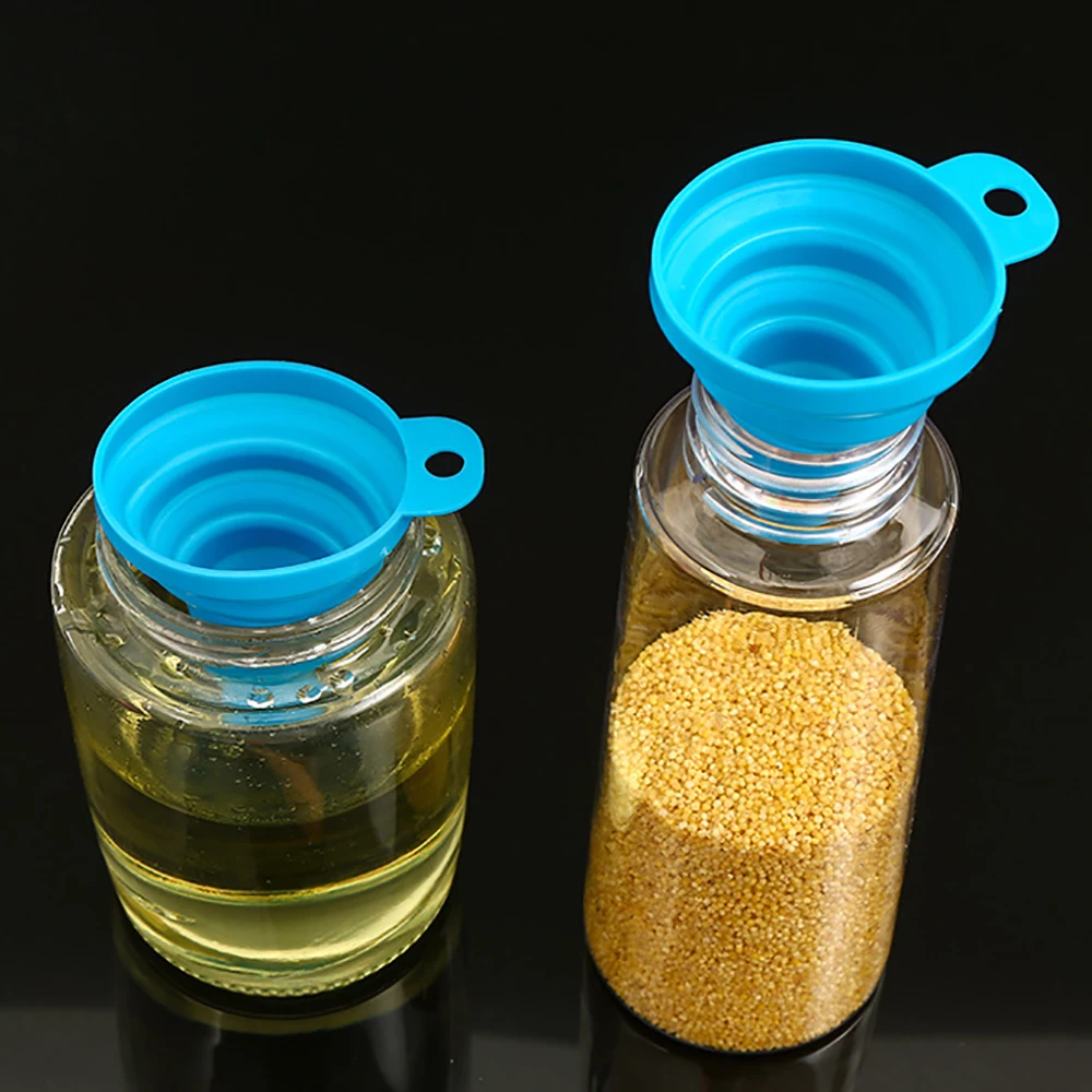 2Pcs Food Grade Silicone Funnel Foldable Kitchen Gadget  Liquid Transfer Oil Juice Milk Wine Filling Makeup Sub-package Tool