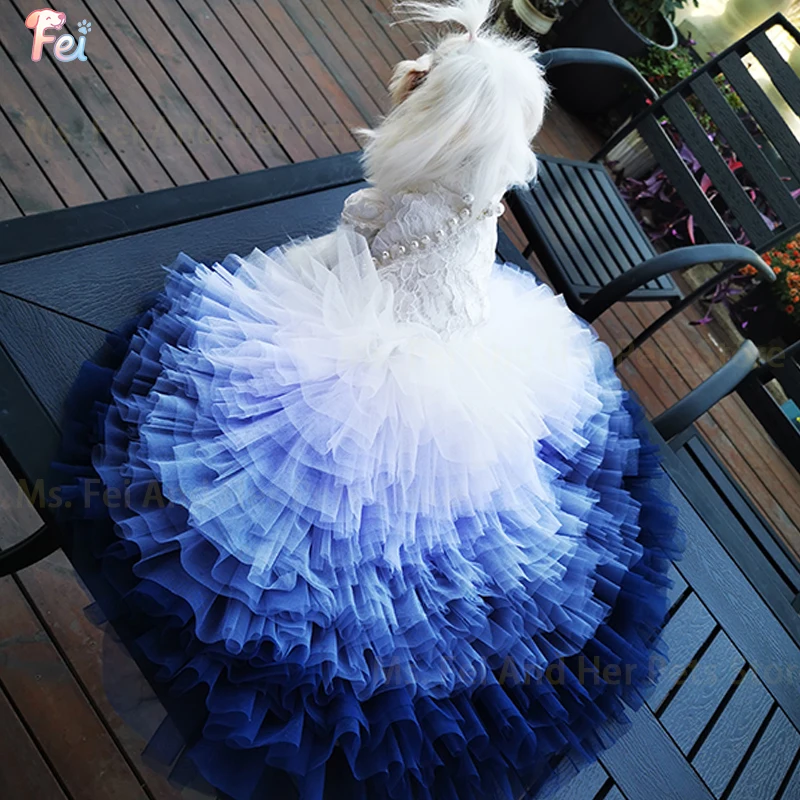 

Original Morandi Gradient Pet Wedding Dress, Large Train Dog Gown for Small Dogs, Handmade Costume for Dog Party&Wedding Apparel