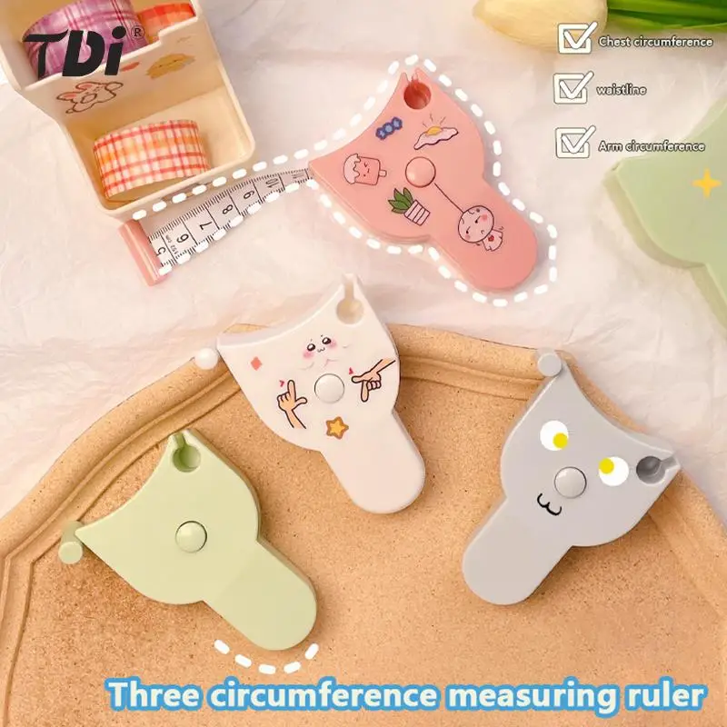 Cute Rabbit Soft Tape Measure Three Circumference Measuring Ruler Self Retracting Portable Waist Body Measuring Ruler Tool