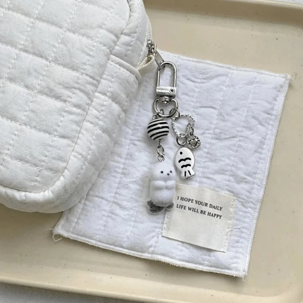 New Cute Design Flocking Keychain Soft Cartoon Keyring Pendant Animal Car Key Holder Luggage Tag