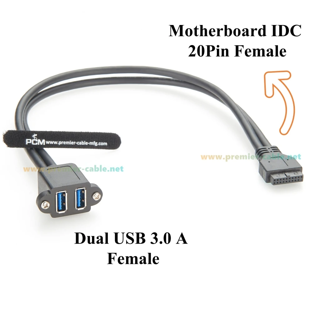 Dual-USB-3.0-A-Buchse zu Motherboard-IDC-20-Pin-Header-Kabel 5Gbps Schraubmontage für Panelmontage Internes 20-Pin-USB-3.0-zu-Typ-A-Kabel – Detail 4