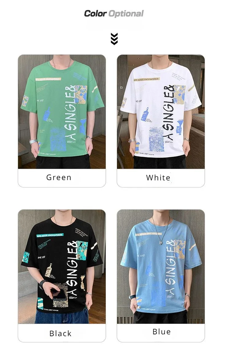 Pr Verano Hombres Cuello Redondo Moda Letra Impresión Casual Camiseta