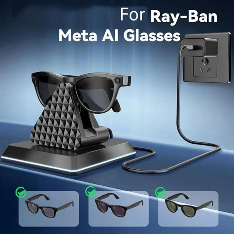 ABSQ-حوض شحن النظارات الذكية لـ META Ray Ban Wayfarer/Headliner/Skyler AI نظارات قاعدة شاحن شحن USB