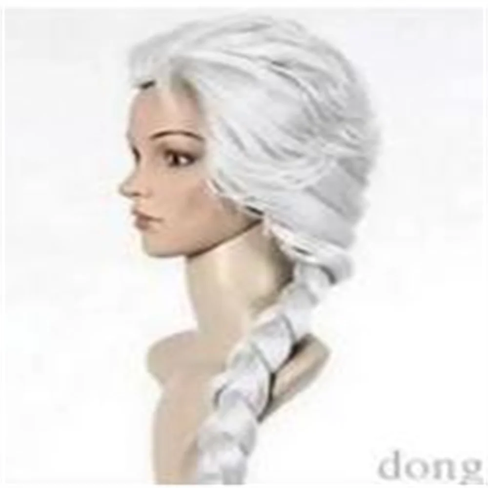 New Silvery white movie frozen snow woven anime wig