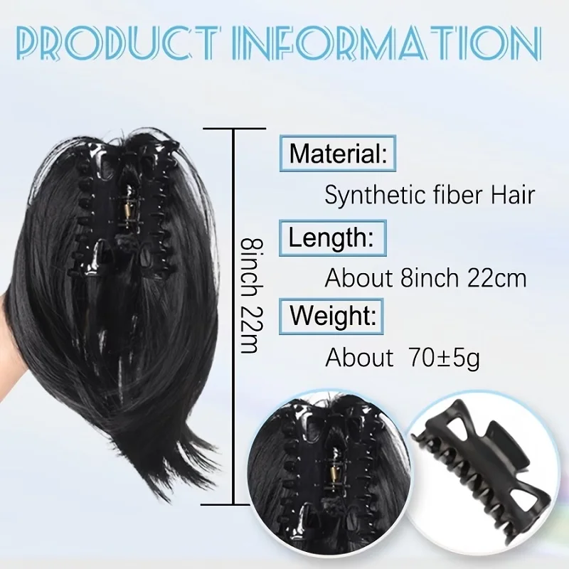 8Inch Synthetic Short Claw Clip Bun Ponytail Hair Chignon Fluffy Hairpiece Heat Resistant Fiber Easy Updo Hairstyle for Women