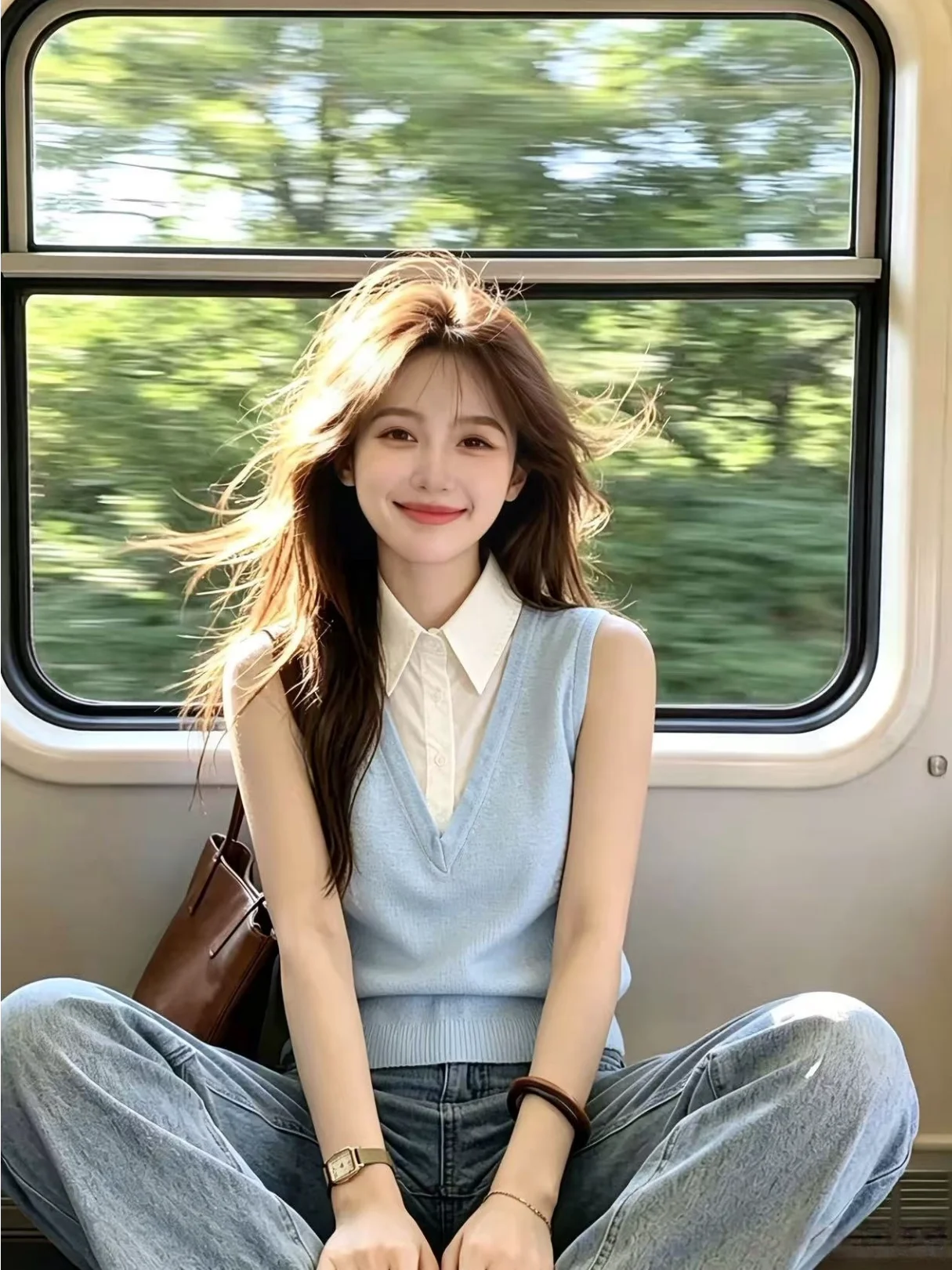 

Color Block Neck Shirt Vest Women's Summer New Lazy Style Age Reduction Top Self-Preserving Recommendation Fake Two-Piece