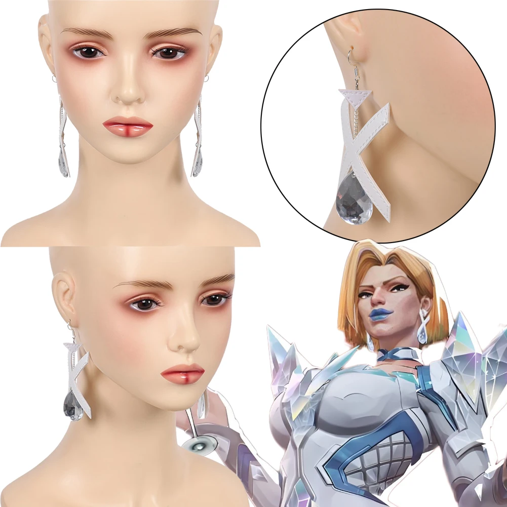 تمويه لعبة منافس إيما غريس فروست تأثيري القوس كريستال أقراط زي اكسسوارات هالوين كرنفال ملابس الحفلات الهدايا