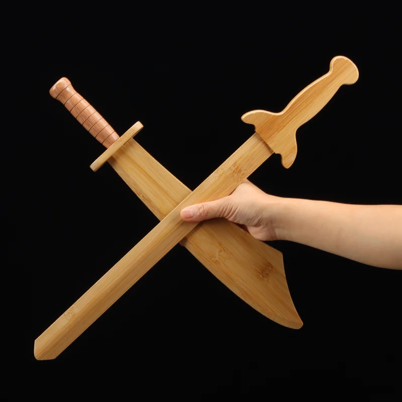 Solid Wood Children's Sword for Boys, Martial Arts Training and Performance Practice, Mini Curved Broadsword Ornament