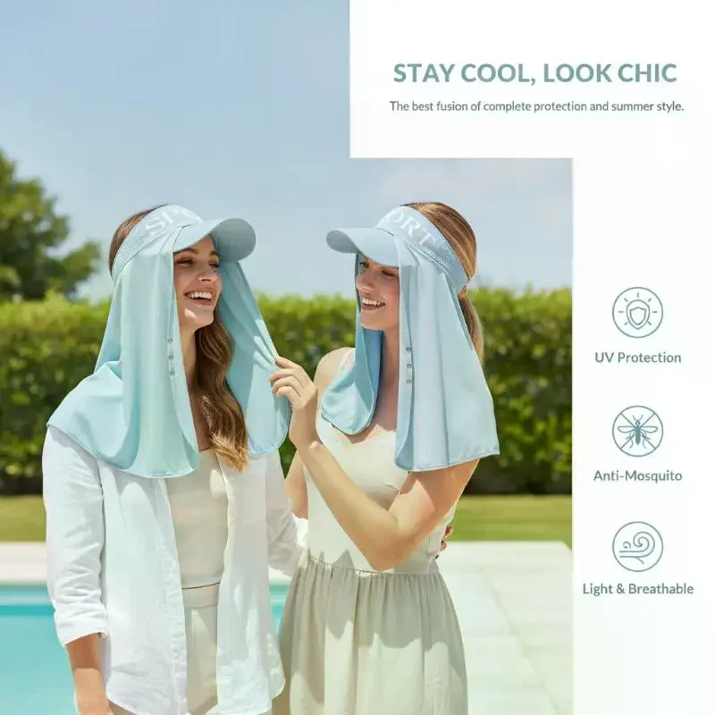 Outdoor Sun Hat With Removable Face Neck Cover Breathable UV Protection Summer Hiking Fishing Cap