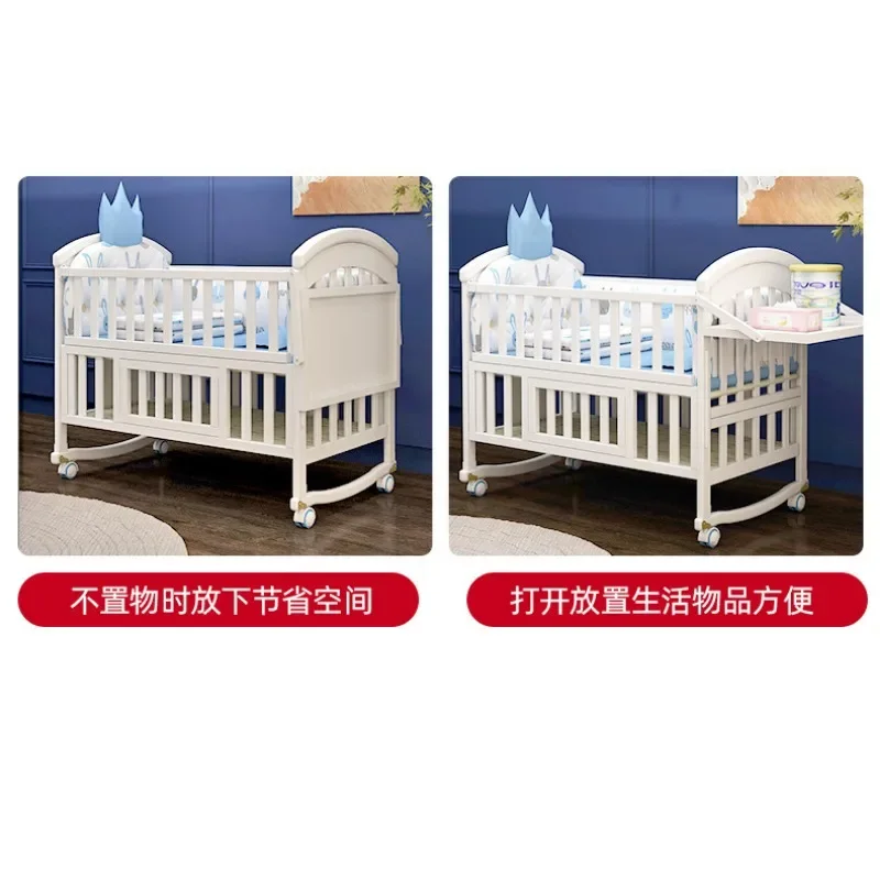 Crib solid wood European white removable baby bb newborn multi-function cradle children\'s splicing queen bed