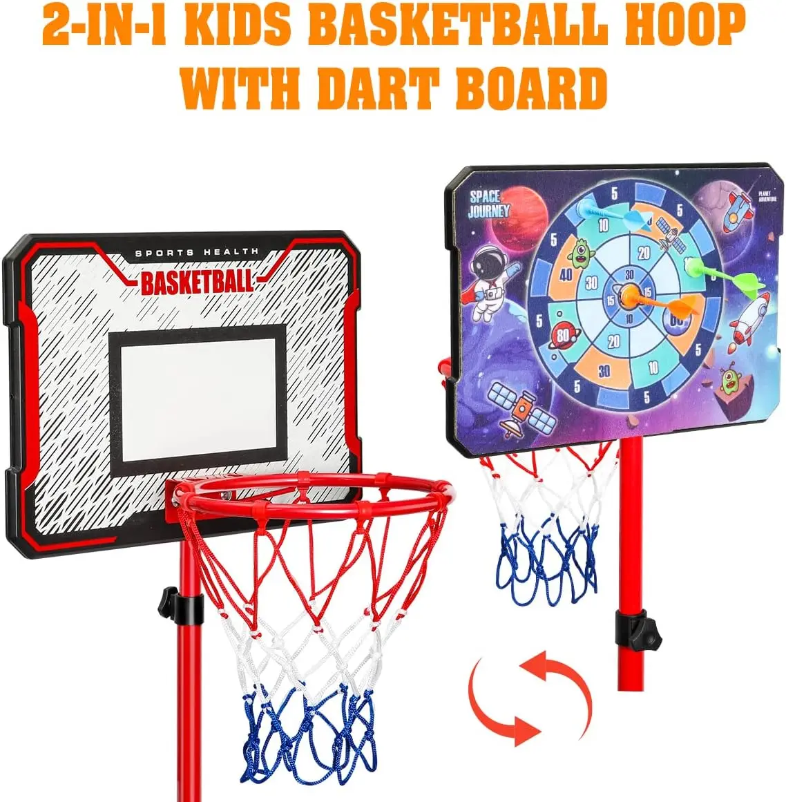 Kids Basketball Hoop, Adjustable Height 3.4ft-6.2ft Toddler Basketball Hoop