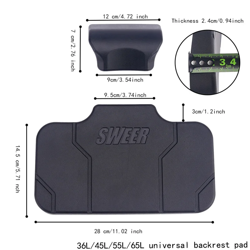 Universal Motorcycle Backrest Cushion Trunk Pad 36-65L Tail Box Case Comfortable Passenger Seat Pad Trunk Sticker Backrest
