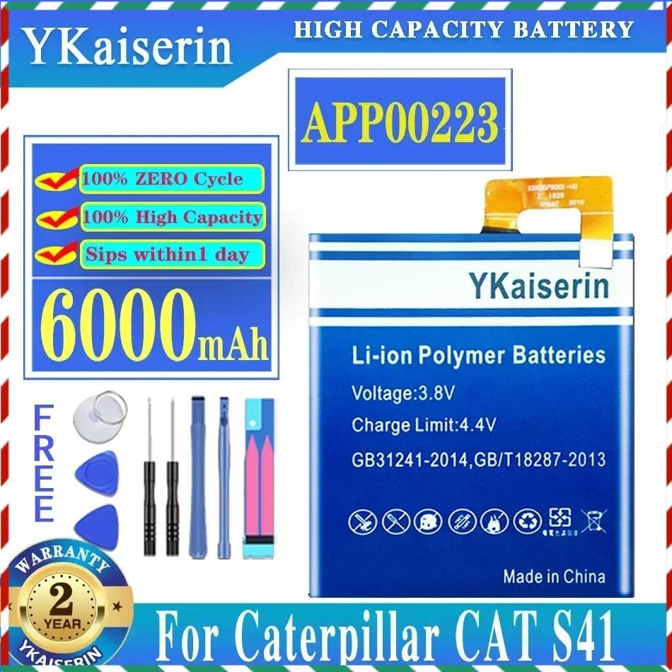 YKaiserin Battery For CAT S41 APP00223 Mobile Phone NEW 6000mAh Battery Batteries + Free Tools