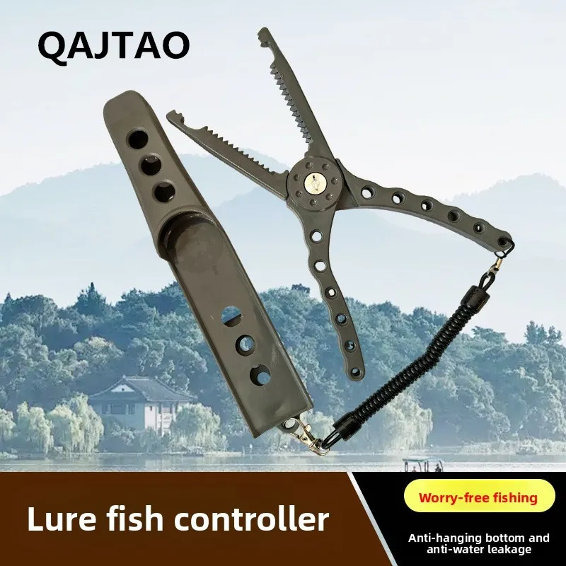 QAJTAO High-Index Plastic Fishing Pliers with Grip & Hook Removal Tool, Durable Catfish Gripper with Non-Slip Handle and Lanyard