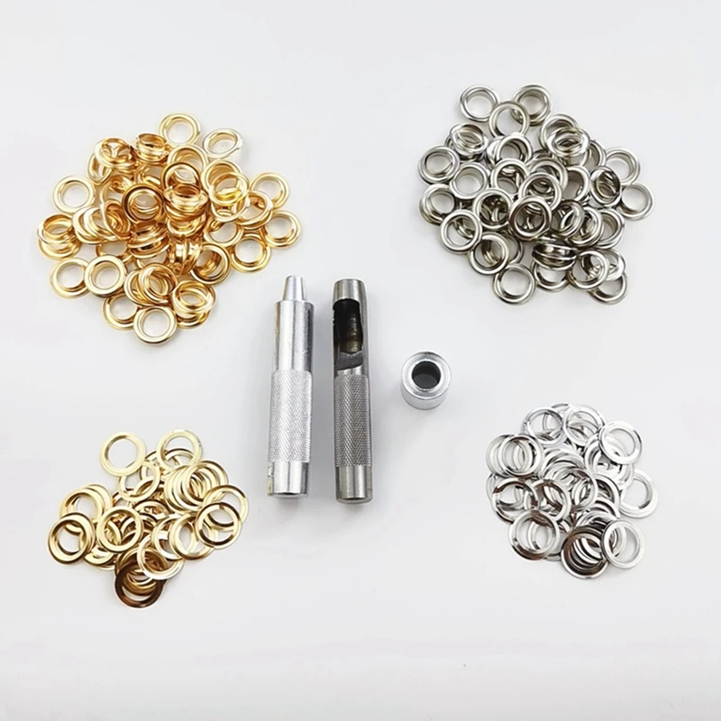 Grommet Tool Kit 120 Sets Grommets Oogjes 12 Mm Binnendiameter Zilver En Goud Voor Kleding Schoenen Tas Leer ambachten DIY