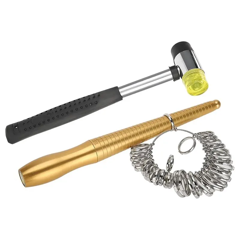THIVN-Ring Mandrel Sizer Finger Measuring Stick Handle Hammers Jewelry Tool Jewelry Making Product Features