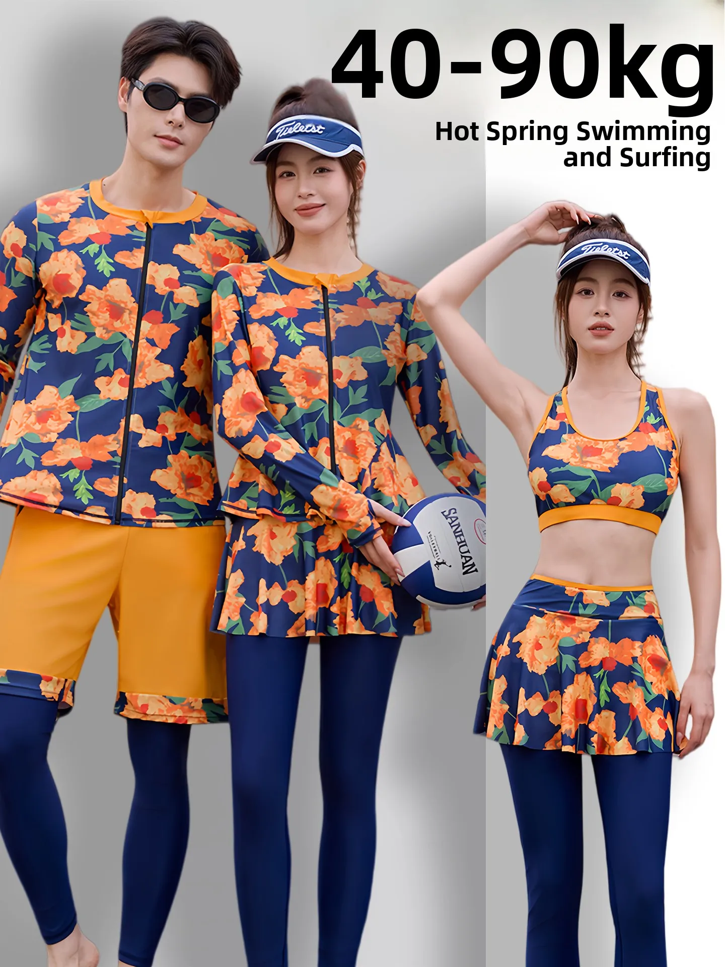 long-sleeve-wetsuit-women's-two-piece-slimming-jellyfish-surf-suit-couple's-sunscreen-hot-spring-swimming-costume-new-model