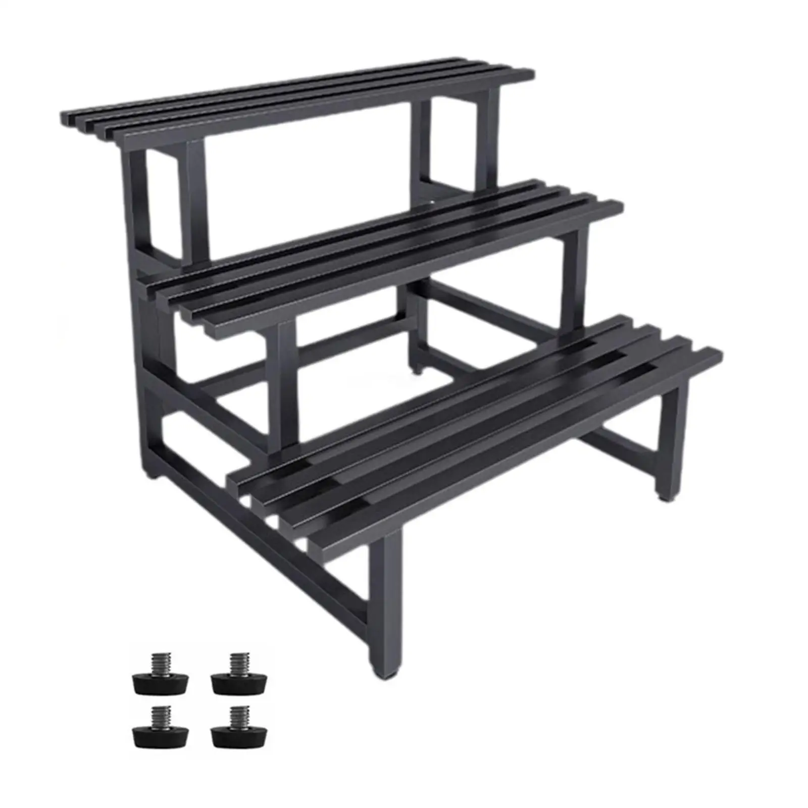 金属製プラントスタンド、植木鉢ホルダー、実用的な3段プランターディスプレイ棚、庭用植物収納ラック