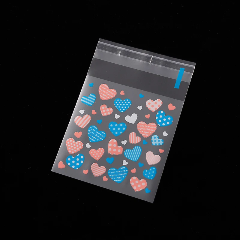 100 stücke Herz Klar Süßigkeiten Tasche Transparente Taschen Cookie OPP Beutel Für Hochzeit Geburtstag Deco DIY Geschenke Schmuck Verpackung liefert – Detail 5